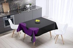 Bonamaison, Anti-moisissure, Séchage Rapide, Résistant aux Taches, Lavable en Machine, 100% Polyester Nappe de Table, Violet, Noir, 140 x 140 Cm - Conçu et Fabriqué en Turquie