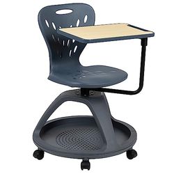 Flash Furniture Chaise de Bureau Mobile avec Rotation à 360 degrés et Rangement sous Le siège, Plastique, Gris foncé, Set of 1