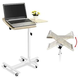 BAKAJI Scrivania con Ruote Tavolino Porta PC Notebook Proiettore Laptop con Rotelle Altezza Regolabile 60 x 40 x 70/90cm, Carrello Alto Stand Showroom, Tavolino Carrello ausiliare