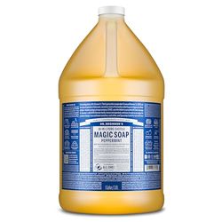 Dr Bronner's 18-in-1 Peppermint Pure-Castile Liquid Soap, Made with Organic Oils, Used for Face, Body, Hair, Laundry, Pets and Dishes, Certified Fair Trade & Vegan Friendly, 3,79Ltr Recycled Bottle