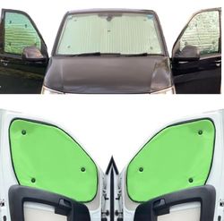 Thermal Blinds Compatible With Toyota Proace Max (Years 2023-Date) (Full Set + Tailgate) With Backing Colour in Lime, Reversible