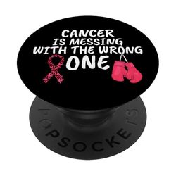 Cancer Is Messing With The Wrong One Nastro Rosa PopSockets PopGrip Adesivo
