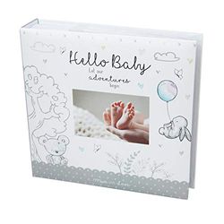 Baby First - Álbum de fotos unisex para cumpleaños o bautizo, 200 fotos, 10,16 x 15,24 cm, color blanco