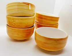 Set 6 Ciotole Contorni Antipasti Tazza Arancione Ceramica Realizzata e dipinta a mano Le Ceramiche del Castello Made in Italy dimensioni 12,5 x 12,5 x 6 centimetri