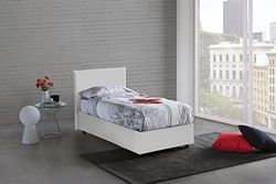 Talamo Italia Letto contenitore Singolo Anna, Made in Italy, Letto con rivestimento in ecopelle, Apertura frontale, adatto per materasso cm 90x190, Bianco