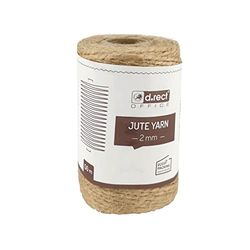 D.RECT Cordino di Iuta Naturale Marrone, 50 m, per imballaggio, bricolage, bricolage, bricolage, 2 mm di Spessore, Adatto per imballaggi, Artigianato Artistico, fioristico, Decorazioni