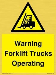 Warning Forklift Trucks Operating Sign - 150x200mm - A5P