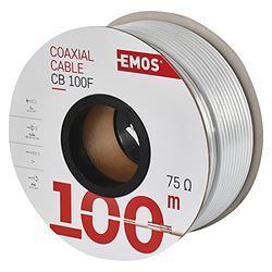 EMOS S5141 - Cavo coassiale per antenna, 100 m, per SAT, TV e CCTV, tipo CB100F, doppia schermatura, 75 dB, resistenza 75 Ohm