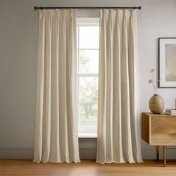 HPD Half Price Drapes 1 Panneau de Rideau occultant en Velours plissé pour Salon et Chambre à Coucher, 63,5 x 274,3 cm (l x L), écru