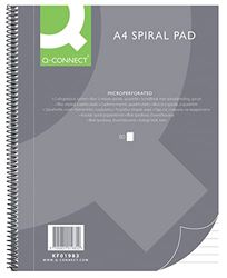 Q-Connect Blocco note a spirale, formato A4, a righe, 80 fogli, 160 pagine, blocco note a spirale, blocco note scolastico