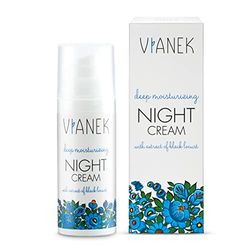 VIANEK intensivt fuktgivande nattkräm. Ansiktskräm för torr och oren hud. Vegan naturkosmetik för ansikte och hals. Storlek 50 ml.