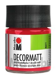 Marabu 14010005031 - Decormatt acryl kersenrood 031, 50 ml, fluweelmatte acrylverf op waterbasis, romig en kleurintensief, speekselbestendig, weerbestendig, voor vrij schilderen en sjabloneren