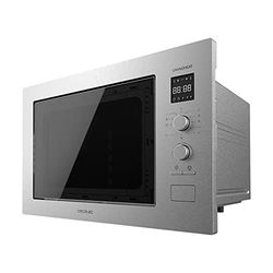 Cecotec Microondas Encrastable Digital de 25 Litros con Grill GrandHeat 2550 Built-In Steel. 1320 W, 8 Funciones, Temporizador, Revestimiento Acero Inox, Plato Giratorio de 31,50cm