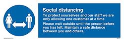Lot de 5 panneaux « Social Distancing to protect you and our staff » - 300 x 100 mm - L31