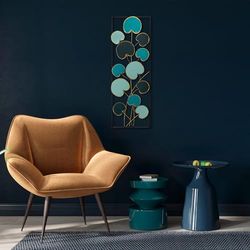 Hand-Painted Decorative Metal Wall Accessory, 32 x 90 cm, 100% Metal (1.5 mm), Unique Design, Easy Wall Mounting, Perfect for Home Decor