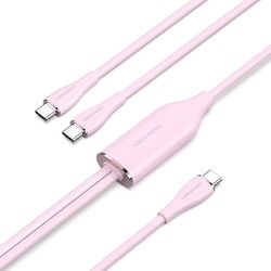 Cable usb-c - cable usb-c/m a 2xusb-c/m de 1.5 m en color rosa, perfecto para cargar y transferir datos con estilo.