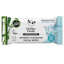 The Cheeky Panda Bamboo Facial Make Up Remover Wipes | Sustainable Face Wipes Eye Makeup Remover | Unscented Pack of 25 Face Wipes | 99% Purified Water