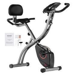 VEVOR Hometrainer, inklapbaar, verticaal, fitness, met verstelbare magneetweerstand, voor hometraining, comfortabel zitkussen, lcd-monitor, 615 x 515 x 1280 mm