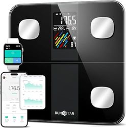 Smart Scale for Body Weight and Fat Percentage, RunSTAR High Accuracy Digital Bathroom Scale with Large Display for BMI Heart Rate FSA&HSA Eligible 15 Body Composition Analyzer Sync with Fitness App