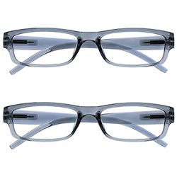 The Reading Glasses Company La Société Lunettes De Lecture Gris Léger Confortable Lecteurs Valeur Pack 2 Designer Style Hommes Femmes UVR2PK032GR +2,50