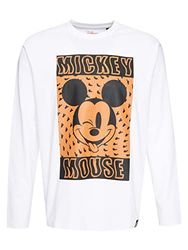 Recovered Unisex Disney Trippy Mickey Mouse Relaxed L/S White by XL T-Shirt, wit, XL