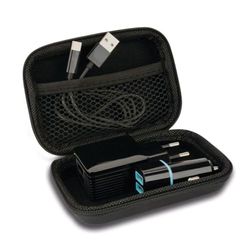 Cartrend 10422 - Custodia da viaggio per caricabatteria da 230 Volt, spina da 12 Volt, cavo dati e ricarica