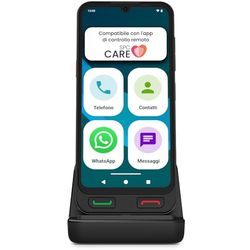 SPC Zeus 2 Pro - Smartphone per anziani compatibile con app gestione e localizzazione remota | Modalità facile, pulsanti fisici, icone grandi | 6,1", Dual Cam, 128GB | Base di ricarica, pulsante SOS