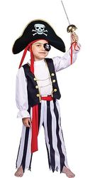 Dress Up America Piratenkostuum voor jongens - Piratenkostuumset voor kinderen - Aankleedset bestaande uit een top, broek, ooglapje en meer