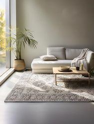 Hanse Home Design Orient Tapis de Salon Oriental - Tissage Oriental Classique à Poils Courts et Doux - pour Chambre à Coucher, Salle à Manger, Salon - Gris crème - 80 x 120 cm