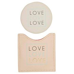 DRAEGER PARIS 1886 - Miroir de Poche Crème Love - Miroir Rond 8x8,5cm avec Étui Anti-Rayures - Idéal Maquillage Maison & Voyage - Message Personnalisé - Cadeau Original Anniversaire, Noël, Amoureuse