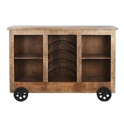 MUEBLE BAR MANGO METAL 145X53X100 RUEDAS NATURAL