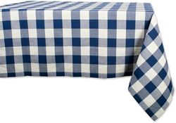 DII Toalha de mesa 100% algodão, lavável na máquina, jantar e férias, guardanapo / caminho de mesa, Navy & Cream Buffalo Check, 60 x 84 polegadas