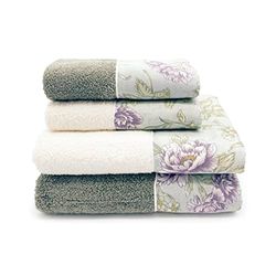 CREOLE Rosy 4 Cotton Bath Towels, Green