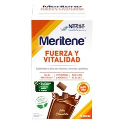 Meritene | Fuerza y Vitalidad | Batidos Sabor Chocolate | Fuerza para tus Músculos, Vitalidad para ti | Solución Nutricional para Adultos con Proteínas, Vitaminas y Minerales | 15 Sobres | 450 gr