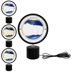 Lesser & Pavey Quicksand Lamp with Light for Decor | Rotatable Moving Sand Art Lamp for Night Light | Artistic Gift for Home Decor & Desk Lamp – Quicksand Lamp Blue