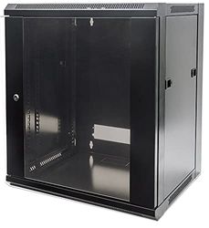 Intellinet Network Cabinet, Wall Mount (Standard), 6U, 450 mm Deep, Black, Flatpack, Max 60 kg, Metal & Glass Door, Back Panel, Removeable Sides, Suitable also for use on a desk or floor, 19 Inch