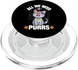 Divertido gato hippie vintage arco iris Groovy Peace PopSockets PopGrip para MagSafe