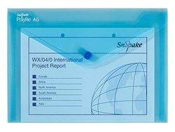 Snopake A5 Polyfile Popper Wallet with Press Stud Closure – Blue [Pack of 5] Ref: 11360