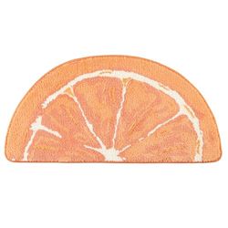 TOWN & COUNTRY PLAY Citrus Slice - Tapete de baño con Forma de Medio círculo, Absorbente, Parte Trasera Antideslizante, Lavable a máquina, Naranja, 34.7 x 18.1 Pulgadas