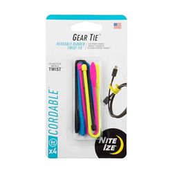 Nite Ize Gear Tie Cordable Twist Tie 6" - 4 Pack Gear Tie Cordable Twist Tie 6" - 4 Pack - Assortiment, N/A