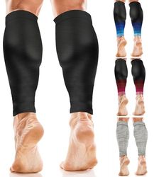 aZengear Calf Support Compression Sleeves (Pair) for Women, Men, Running | 20-30mmHg Class 2 Shin Splints Brace, Footless Leg Socks for Torn Muscle Pain Relief, Cramps (S-M, Black)