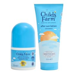 Childs Farm Kids & Baby Sun Lotion Roll-On SPF 50+ (50ml) & After Sun Lotion (100ml) Bundle | UVA & UVB Very High Protection | Extra Water Resistant | Suitable for Dry and Sensitive Skin