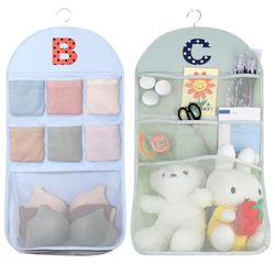Cozary Sac Suspendu - Sac de Rangement en Couleur Macaron - Design en Maille Transparente, 7 Grandes Poches, Rangement Efficace, Gain de Place, Utilisation à la Maison et en Voyage (Lot de 2)