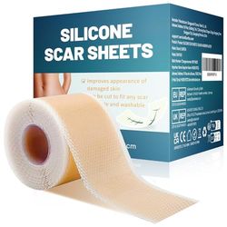 SURFOU Parches de Silicona para el Cuidado de la Piel, 4cm x 300cm Tiras Suaves y Reutilizables para Marcas Visibles, Adecuadas para Piel con Cicatrices de Cesárea o Cirugías