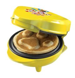 Mini piastra per waffle in design esclusivo Paw Patrol, per feste di compleanno per bambini, Pasqua e Natale, con semaforo, dimensioni cialde Ø 10 cm, prodotto con licenza ufficiale, colore: Giallo