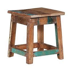 Biscottini Tabouret en Bois Bas 27x30x27 cm | Tabouret de Salle de Bain | Banc en Bois recyclé | Petit Tabouret en Bois | Support pour Plantes