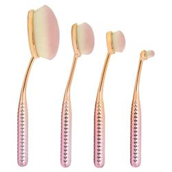 MODA Royal & Langnickel MSET-FPK3 - Conjunto de 4 pincéis de maquilhagem ovais, inclui base, contorno, contorno de detalhes e corretivo, cor rosa metálico