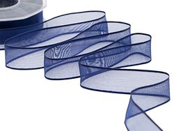 Furlanis - Velo Bordi Rame, Nastro Decorativo per Confezioni, Bomboniere, Tessuto Italiano - Blu Scuro, 40 mm x 25 m