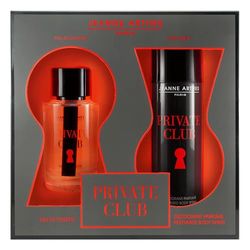 JEANNE ARTHES - Presentförpackning för män - Private Club - Eau de toilette 100 ml + deospray 200 ml - tonka vetiver doft - tillverkad och förpackad i Frankrike med fet