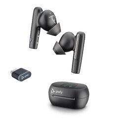 Poly Voyager Free 60+, Auricolari con Connessione Bluetooth 5.3 e USB-C, Cancellazione del Rumore, Cuscinetti S/M/L, Comandi sul Dispositivo, Autonomia 24 Ore, Compatibile con Windows e macOS, Nero